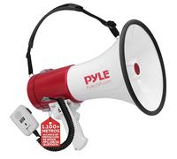 Pyle megafono, Altavoz, Portatil, 50V, Volumen Ajustable, Sirena, Correa para el Hombro, Entrada AUX, Compacto, Ideal para anuncios, Eventos, Deportes y mas