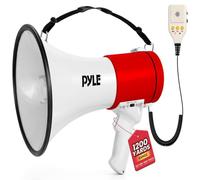 Pyle Megáfono con Sirena y micrófono, Altavoz de 50 W, Entrada Auxiliar, portátil, Ideal para Uso al Aire Libre, ergonómico y Resistente, con reproducción de MP3