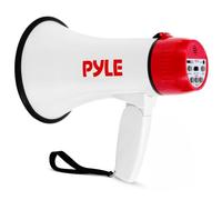 Pyle Megáfono de mano con sirena | Altavoz megáfono recargable de 30 W con rango de 600 yardas, grabadora de voz, entrada AUX y carga USB-C, para escuelas, eventos deportivos y anuncios | Rojo