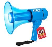 Pyle Megáfono PA portátil con Sirena de Alarma y Volumen Ajustable, 40 W, Ligero, Grado Marino, Impermeable, Funciona con Pilas AA para Uso en Interiores y Exteriores