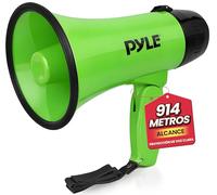 Pyle megafono, Portatil, Altavoz, Sirena, Compacto, Funciona con Pilas, Potencia de 20V, Microfono, Sonido PA, Mango Plegable, Ideal para policias, Porristas, Entrenadores