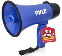 Pyle megafono, Portatil, Altavoz, Sirena, Compacto, Funciona con Pilas, Potencia de 20V, Microfono, Sonido PA, Mango Plegable, Ideal para policias, Porristas, Entrenadores