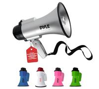 Pyle megafono, Portatil, Altavoz, Sirena, Compacto, Funciona con Pilas, Potencia de 30V, Microfono, Sonido PA, Mango Plegable, Ideal para policias, Porristas, Entrenadores