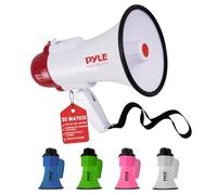 Pyle megafono, Portatil, Altavoz, Sirena, Compacto, Funciona con Pilas, Potencia de 20V, Microfono, Sonido PA, Mango Plegable, Ideal para policias, Porristas, Entrenadores