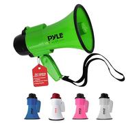 Pyle megafono, Portatil, Altavoz, Sirena, Compacto, Funciona con pilas, Potencia de 30V, Microfono, Sonido PA, Mango plegable, Ideal para policias, Porristas, Entrenadores