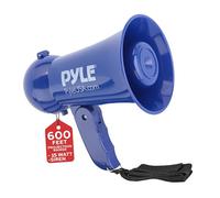 Pyle Megáfono portátil con batería, megáfono Mega bocina con Sirena integrada y micrófono dinámico, Ideal para animar en Juegos de fútbol, Mini Bullhorn para niños y Adultos, Azul Marino