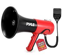 Pyle Megáfono Portátil con Bluetooth, Sirena, Cambiador de Voz, 100W, 1370m Alcance, Altavoz Recargable para Deportes al Aire Libre, Emergencias, Seguridad y Evacuaciones