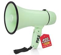 Pyle Megáfono Unisex Pmpra213bk Bullhorn Ligero y portátil, Entrada Auxiliar (3,5 mm) para MP3/música, Sirena automática, 20 W, micrófono/Talk (Verde), Verde