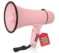 Pyle Megáfono Unisex Pmpra213bk Bullhorn Ligero y portátil, Entrada Auxiliar (3,5 mm) para MP3/música, Sirena automática, 20 W, micrófono/Talk (Rosa), Rosa