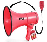 Pyle Megáfono Unisex Pmpra514bk Bullhorn Ligero y portátil, Entrada Auxiliar (3,5 mm) para MP3/música, Sirena automática, 50 W, micrófono/conversación (Rojo), Rojo