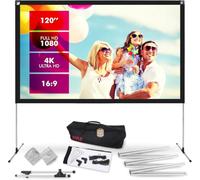 Pyle Pantalla de proyección de 120 Pulgadas 16:9 HD 4K con trípode, portátil y Independiente, ángulo de visión de 160° con Bolsa de Transporte, Ideal para Interior/Exterior, Noche de Cine, Escuela