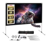 Pyle Pantalla de Proyector con Soporte, 254cms, 16:9 HD 4K, Portátil, Ligera, Plegable, para Interior y Exterior, Cine en Casa con Marco