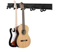 Pyle Paquete de montaje en pared con colgante de guitarra, 5 colgantes de guitarra ajustables para pared con riel de soporte, brazos giratorios, cunas acolchadas, adecuado para guitarras eléctricas y