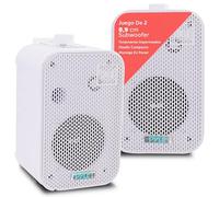 Pyle par de Altavoces Marinos, Woofer de 3.5”, Tweeter 1, Potencia de 300V Montaje en Pared, Techo, Interiores, Exteriores