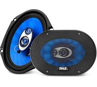 Pyle Par de altavoces para auto 15 cm x 20 cm, 360V y 13 cm 200V, 3 vías, Coche, Cono de inyección de polietileno azul con 2.5 cm ASV de bobina móvil