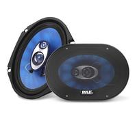 Pyle Par de altavoces para auto 15 cm x 20 cm, 360V y 13 cm 200V, 3 vías, Coche, Cono de inyección de polietileno azul con 2.5 cm ASV de bobina móvil