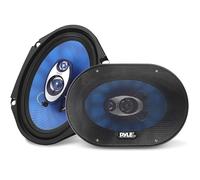 Pyle Par de altavoces para auto 15 cm x 20 cm, 360V y 13 cm 200V, 3 vías, Coche, Cono de inyección de polietileno azul con 2.5 cm ASV de bobina móvil