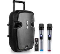 Pyle Partybox, Sistema de Karaoke con 2 Micrófonos, Sistema de Sonido Portátil Caja Activa de 1600W con Bluetooth, Caja de Karaoke, Sistema de Música, Batería Recargable, USB MP3 RCA, Radio FM