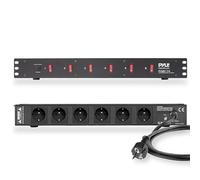 Pyle PDU Amplificador de Audio para el hogar, 150 Julios, 6 Tiras de Salida, De Cable de Extension electrica, Toma de Corriente de Proteccion de Montaje en Rack 1U