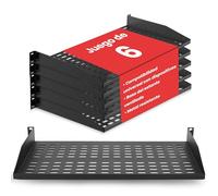 Pyle Estante para Rack de Servidor de 19 Pulgadas 1U - 6 Estantes Metálicos Ventilados para Óptimo Flujo de Aire, Montaje en Pared o Rack, Soporta hasta 110 lbs, Plataforma de Estante de 17 x 10’’