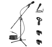 PYLE PMKSM20 - Micrófono dinámico con soporte para trípode (altura ajustable, 2,6 - 5,1), incluye cable XLR de 4,6 m