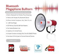 PYLE PMP52BT MEGÁFONO Profesional Blanco Y Rojo DE 50 Watt MAX con FUNCIÓN DE Sirena Americana OÍBLE hasta A 1100 Metros Entrada USB SD Card Jack 3,5 MM AUX Y Bluetooth Integrado