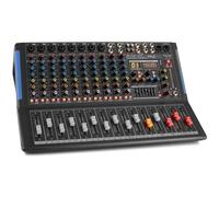 Pyle PMXU128BT - Mezclador de audio de estudio Bluetooth de 12 canales - Interfaz de controlador de sonido DJ con unidad USB para entrada de grabación de PC, RCA, conector de micrófono XLR,