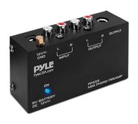 Pyle preamplificador de Fono, Bajo Nivel de Ruido, Estereo, Entrada y Salida RCA, Bateria de 9V