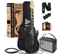 Pyle Prog Rock EG Series - Guitarra eléctrica con kit de amplificador, tamaño completo de 39 pulgadas con pastillas Humbucker duales, cuello de perfil bajo y cuerpo sólido de paulownia, kit de