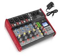 PYLE, PylePro PMXU68BT - Consola digital portátil profesional compatible con Bluetooth de 6 canales con interfaz de audio mezclador USB para grabación de estudio, color rojo