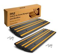 Pyle rampas bordillo, De Goma, 2.4mts, Pack de 2, Resistentes, Antideslizantes, para Entrada de vehiculos, Impermeables, con Tiras Reflectantes