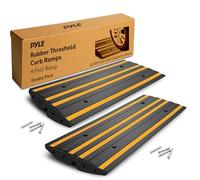 Pyle rampas bordillo, De Goma, 2.4mts, Pack de 2, Resistentes, Antideslizantes, para Entrada de vehiculos, Impermeables, con Tiras Reflectantes