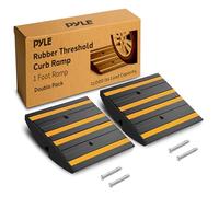 Pyle rampas de Umbral de Goma, 1FT, Pack de 2, Antideslizantes, Alta Resistencia, para Entradas y Aceras, con Tiras Reflectantes, Grado Marino, Tornillos de expansión incluidos