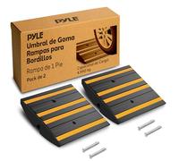 Pyle rampas de Umbral de Goma, 1FT, Pack de 2, Antideslizantes, Alta Resistencia, para Entradas y Aceras, con Tiras Reflectantes, Grado Marino, Tornillos de expansión incluidos