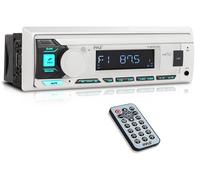 Pyle Receptor de Radio Marino Single DIN, Bluetooth, Sintonizador Am/FM, Reproducción MP3 USB/AUX, Llamadas Manos Libres, Mando a Distancia, Botones RGB, Estéreo, Resistente a Salpicaduras