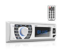 Pyle Receptor Estéreo Marino Bluetooth, Sistema de Radio 12V Estilo Single DIN para Barco, con LCD Digital, RCA, MP3, USB, SD, Radio Am/FM, Mando a Distancia, Arnés de Cableado