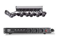 Pyle regleta, Montaje en Rack, 19 Tomas, Unidad, Tira, Protector contra sobretensiones, Disyuntor de 15 amperios, 4 Puertos de Carga USB, Multiples Dispositivos, Cable de 15 pies