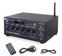 Pyle Sistema Amplificador de Potencia de Audio, Inalambrico, Estereo, Potencia Maxima de 200V, USB, SD, AUX, Entrada de microfono para Karaoke, Radio, Pantalla LCD, RCA