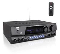 Pyle Sistema Amplificador de Potencia inalámbrico Bluetooth, 200 vatios máximo, Caja receptora estéreo de Audio de Cine en casa con FM/USB, Entrada de micrófono, entradas RCA, Control de Eco y