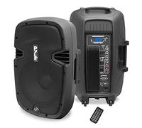 Pyle sistema de altavoces, Bluetooth, Portatil, Activo, Subwoofer de 12”, Monitor de altavoz de escenario, Portatil, Amplificador estereo, USB para amplificador de MP3, color negro