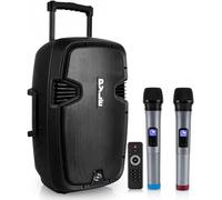 Pyle Sistema de Altavoces, PA, 600W, Bluetooth, Portatil, Recargable, Interiores, Exteriores, Subwoofer de 8”, Tweeter de 1”, función de grabación, micrófono, Luces de Fiesta, Radio USB/SD, Negro