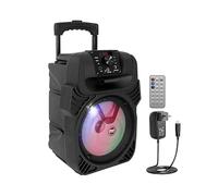 Pyle Altavoz Bluetooth, PA, 400W, Portatil, Recargable, Exteriores, Subwoofer de 8”, Tweeter de 1”, función de grabación, micrófono, Luces de Fiesta, Radio USB/SD, Control Remoto, Negro