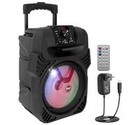 Pyle Sistema de Altavoces, PA, 400W, Bluetooth, portatil, Recargable, Exteriores, subwoofer de 8”, Tweeter de 1”, función de grabación, micrófono, Luces de Fiesta, Radio USB/SD, Control Remoto, Negro