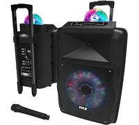 Pyle Sistema de Altavoces, PA, 700W, Bluetooth, microfono, portatil, Recargable, Interiores, Exteriores, función de grabación, micrófono, Luces de Fiesta, Radio USB/SD, Color Negro