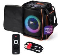 Pyle Sistema de Altavoces PA portátil inalámbrico - Altavoz estéreo DJ Bluetooth de Interior y Exterior de 800 W con Entrada MP3 AUX 3,5 mm, luz de Fiesta Intermitente y Radio FM - PPHP1244B, Negro