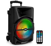 Pyle Altavoz autoamplificado, PA, 800W, Bluetooth, Portatil, Activo, Pasivo, Interiores, Exteriores, DJ con Entrada MP3 AUX 3.5mm, Luces de Fiesta, Radio FM