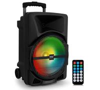 Pyle Sistema de Altavoces PA portátil inalámbrico - Altavoz estéreo DJ Bluetooth de Interior y Exterior de 800 W con Entrada MP3 AUX 3,5 mm, luz de Fiesta Intermitente y Radio FM - PPHP1244B, Negro