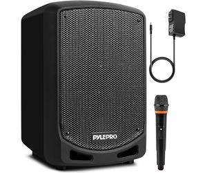 Pyle Sistema de Altavoces, Portatil, Karaoke, Microfono inalambrico, Exteriores, Interiores, Lector USB/SD, Grabacion de Audio, Bateria Recargable, Color Negro