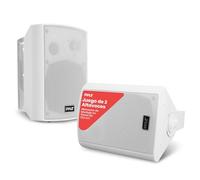 Pyle Sistema de par de Altavoces, Activo, Pasivo, Resistentes a la Intemperie, Inalambricos, Sonido Estereo, Interiores, Exteriores, AUX, Bluetooth, Blanco
