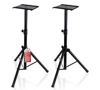 Pyle Soporte de Altavoz Monitor. Par de trípodes con Kit de Montaje. Ajustables en Altura de 86 a 134 cms. con Base de Metal Reforzado, Negro